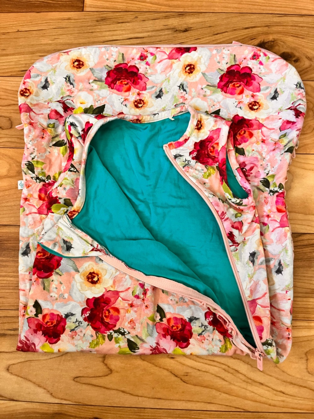 Posh Peanut Coral & Red Floral Sleeveless Sleep Sack - Picture 6 of 8